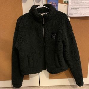 Ivory Ella Black Elastic Fuzzy Jacket